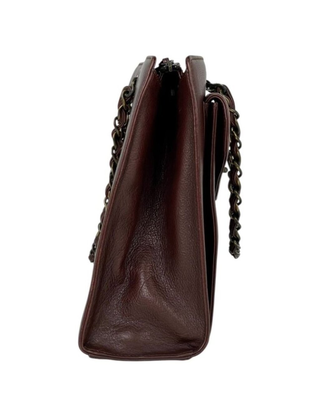 Chanel CC Logo Chain Handbag Tote Leather Brown - Picture 4 of 15